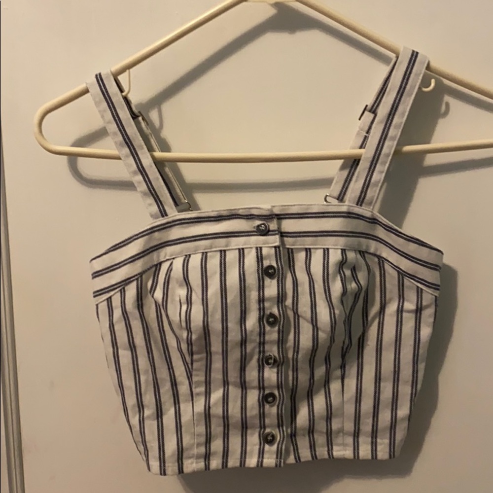 Striped navy blue and white crop top